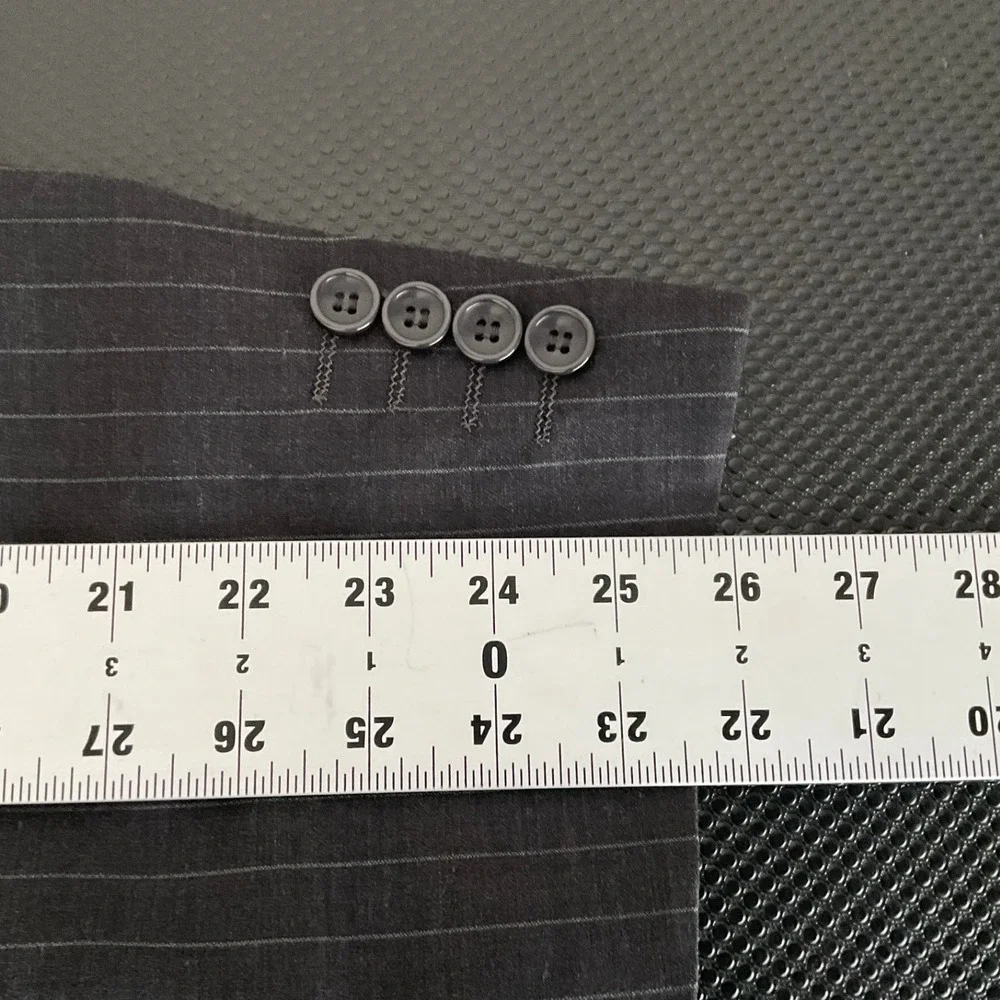 Rossellini Milan Italy Mens 42L Pinstripe Blazer Super 120s Virgin Wool Charcoal